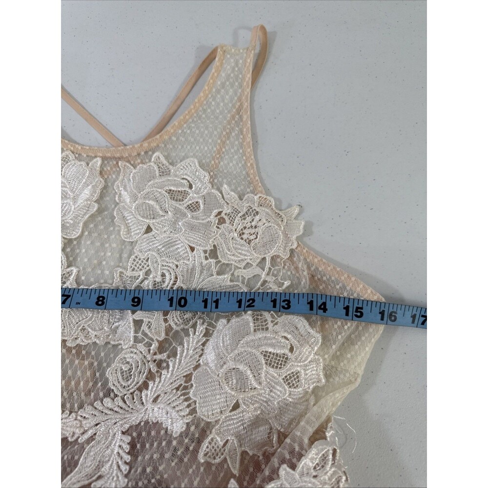 A Peach‎ Dress Womens M Champagne Strapppy Back Feminine Party Events Y2K - Picture 8 of 11
